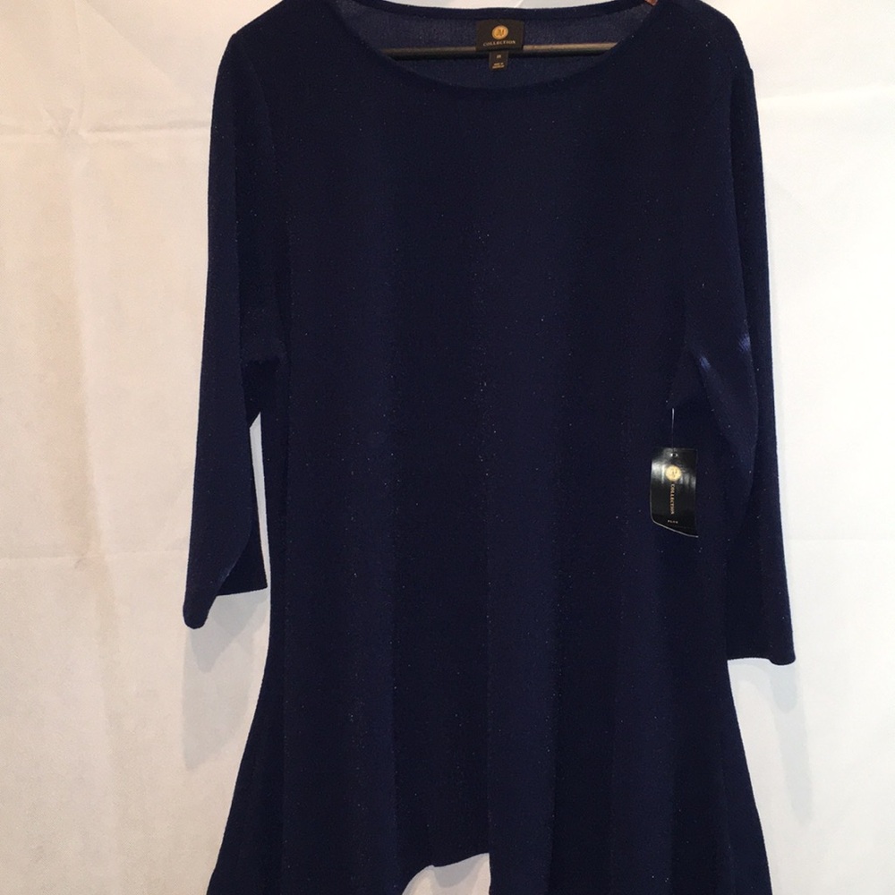 NWT JM Collection Cocktail Dress | Artistic Oasis | Interpid Blue Glitter | 2X